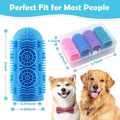 Dog Toothbrush Kit,Finger Toothbrush for Dogs,Toothbrush for Medium Large Dogs,Dog Teeth Cleaning Dental Care, ToothBrush Finger for bigger cats,Pet Toothbrush 4Pack