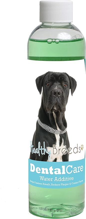 Healthy Breeds Dog Dental Care Water Additive for Cane Corso - Helps Freshen Breath, Reduce Plaque & Control Tartar - Mint Flavor - 8 oz