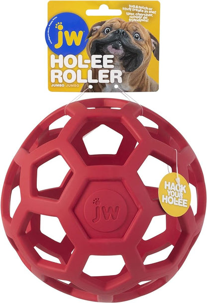JW Pet Hol-ee Roller Dog Toy Puzzle Ball, Natural Rubber, Extra Large (7.5 Inch Diameter), Colors May Vary