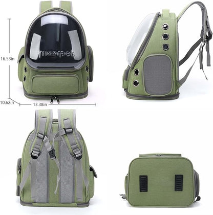 Cat Carrier Backpack Dog Backpack Carrier for Small Dogs Pet Bubble Backpack Bag with Air Holes Airline Approved Travel Carrier Green