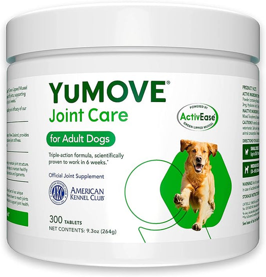 Adult Dog Tablets | for Dogs Aged 5 to 8 | Dog Hip and Joint Supplement with Glucosamine, Hyaluronic Acid & Green Lipped Mussel, Perfect for Adult Dogs (300 Tablets)
