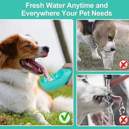 Dog Water Bottle Portable, Leak Proof & Lightweigh Water Bottles for Dogs, Dog Travel Water Bottle with Dog Bowl, Dog Travel Accessories & Dog Walking Accessories,(19oz, Blue)