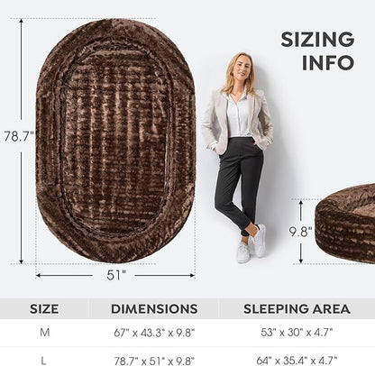 Veehoo Inflatable Human Dog Bed, Giant Human Sized Dog Bed, Soft Fur Oval Nap Bean Bag Bed for Adults, Kids and Pets, Multifunctional Extra Large Pet Bed for Indoor and Outdoor, Large, CWW2403