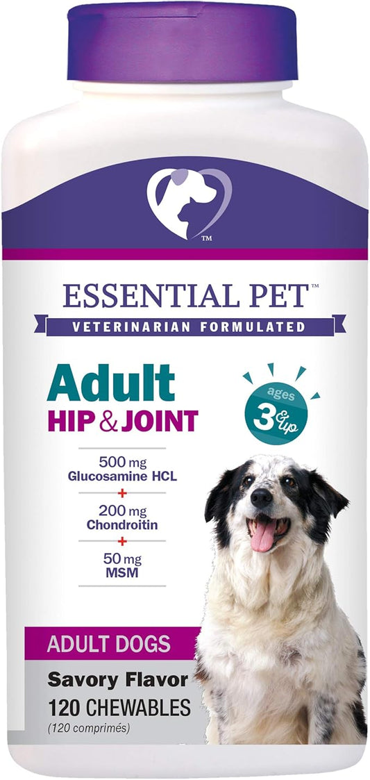 Essential Pet Adult Dog Hip & Joint Support Chewable Tablet Age 3+ with 500mg Glucosamine and 200mg Chondroitin (23038)