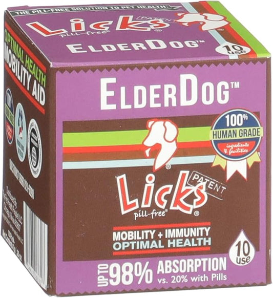 Licks Pill-Free ElderDog - Older Dog Vitamins and Supplements - Joint & Immune Support Supplements for Dogs - Dog Coat & Digestion Supplement for Senior Dogs - Gel Packets - Roasted Chicken, 10 Use