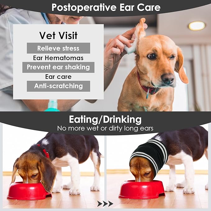 IECOii Calming Headband for Dogs,Dog Calming Hood Dog Noise Canceling for Fireworks,Thunderstorms,Quiet Dog Ear Covers for Blow Drying/Pet Grooming,Dog Neck and Ear Warmer for Medium Dogs,Black-M