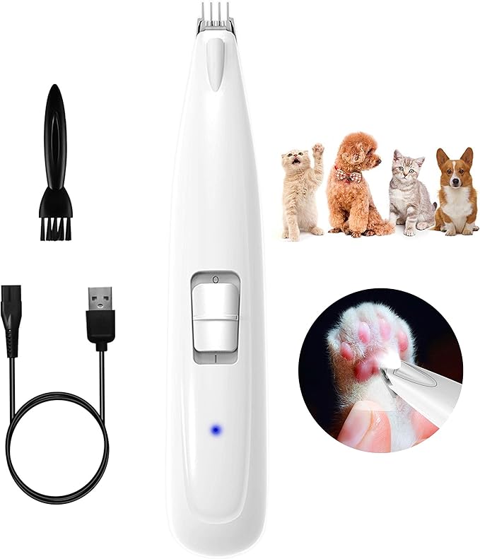Electric Dog Paw Fur Trimmer for Small Cats Dogs Clippers Christmas Cordless Ear Hair Clipper Mini Light up Grooming Clippers 2 Speeds Rechargeable Quiet Grooming for Paw Eyes Ears Face Rump