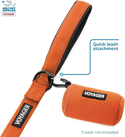 Best Pet Supplies 2-Pack Dog Poop Bag Holder Leash Attachment, Color, Reusable Mesh Dispenser Pouch for Travel, Walking, Park, and Outdoor Use, Soft and Durable with Clip-On - Mesh Orange