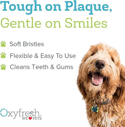 Oxyfresh Premium Pet Toothbrush – Easy Dog Teeth Cleaning – Helps Remove Plaque & Tartar – Gentle on Gums – includes 6 Soft Cat & Dog Finger Toothbrushes (Large)