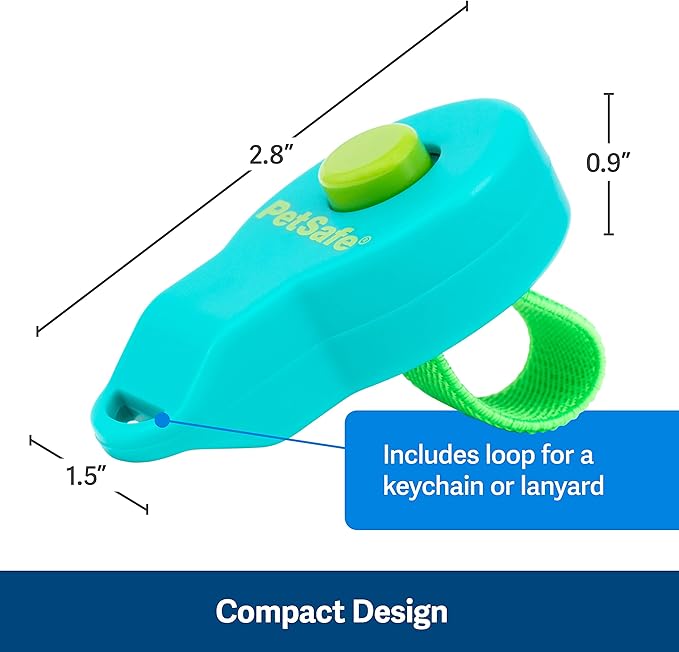 PetSafe Clik-R Dog Training Clicker - Positive Behavior Reinforcer for Pets - All Ages, Puppy and Adult Dogs - Use to Reward and Train - Training Guide Included - Teal