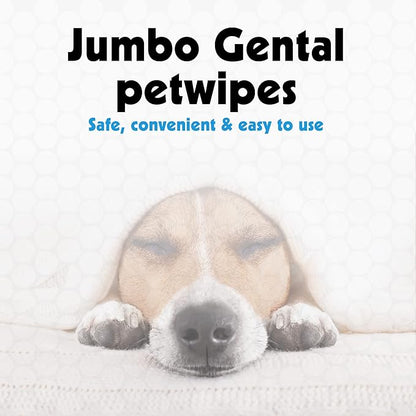 Petkin Jumbo Pet Eye Wipes, 80 Extra Moist Wipes - Gentle Eye Cleansing Wipes Remove Dirt, Discharge, & Tear Stains - Safe, Convenient, & Easy to Use Pet Wipes for Dogs, Cats, Puppies & Kittens