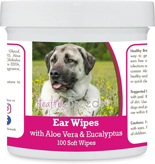 Healthy Breeds Anatolian Shepherd Dog Ear Cleaning Wipes with Aloe & Eucalyptus for Dogs 100 Count