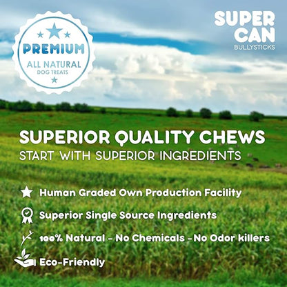 SUPER CAN BULLYSTICKS Beef Gullet Sticks for Dogs 12" (4 count) | Natural Beef Sticks Jerky Chews for Puppies & Small Dogs | Glucosamine Rich Dog Treats for Healthy Joints | Softer Than Bully Sticks