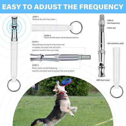 Dog Training Kit include Dog Training Clicker with Wrist Strap, Dog Whistle with Black Strap Lanyard, Dog Flying Discs, Dog Toy Balls, Suitable for Small Medium Dogs Training Tools (light-colored)