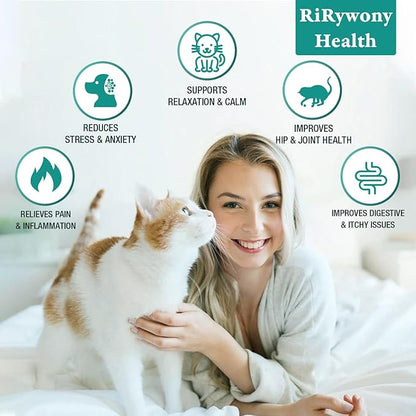 Pet Hemp Oil for Dogs Cats Hip Joint Support - Pure Hemp Drops for Arthritis Pain Anxiety Relief Stress-Hip Joint - Skin Health - Omega 3 6 9 Fatty Acids - Made in USA