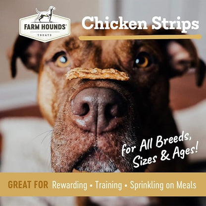 Farm Hounds Premium Natural Chicken Treats for Dogs, 100% Made from Humanely-Raised Chickens, Dehydrated Chicken Jerky Treats, Dog Training Supplies, Healthy Delicious Dog Strips, Made in USA, 2-Pack