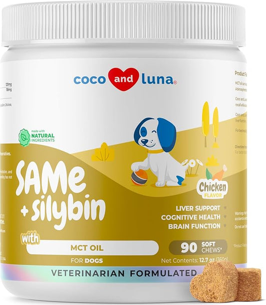 Same and Silybin for Dogs - S-Adenosyl-L-Methionine, Same for Dogs, Liver Supplements for Dogs, Brain Supplement for Dogs, Dog Liver Support Supplement (Soft Chews)