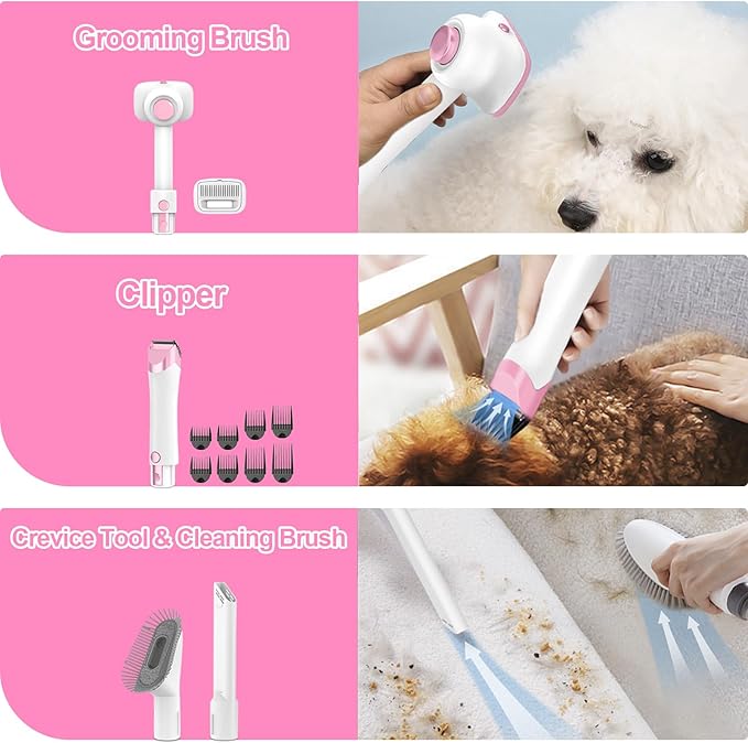 Pet Grooming Vacuum Hair: Dog Hair Grooming Kit - Professional Dog Vacuum - Deshedding Vac for Pet