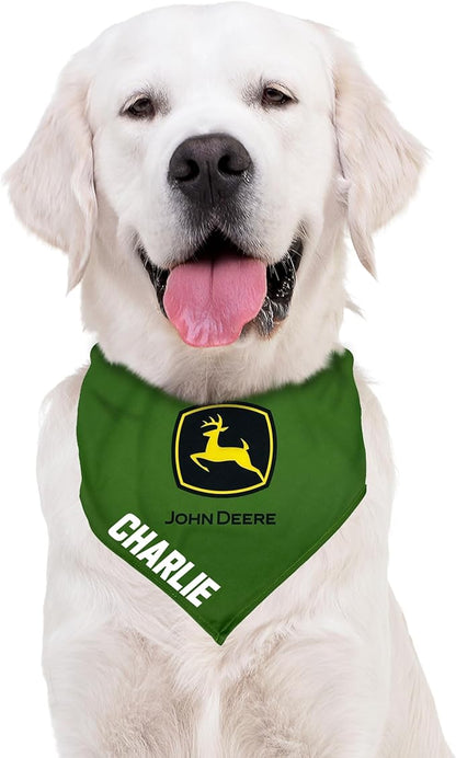 John Deere Personalized Tie Bandana for Dogs & Cats, Size Large/X-Large. Custom Dog Bandana Scarf Bib for Pet Cat Dog. The Ultimate Customizable Bandana for John Deere Fans