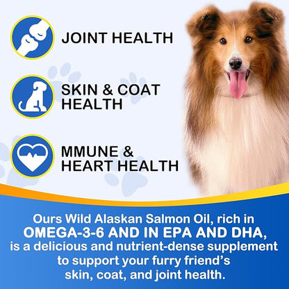Omega-3 Fish Oil for Dogs, Omega 3 Fish Oil with EPA & DHA Supports Dogs Seasonal Allergies Relief, Boosts Immune Function, Itch Skin Relief & Promote Coat Health, Pet Supplements - 120 Soft Gels