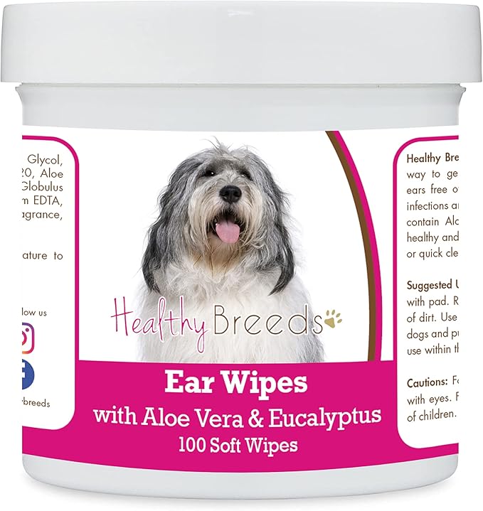 Healthy Breeds Polish Lowland Sheepdog Ear Cleaning Wipes with Aloe & Eucalyptus for Dogs 100 Count