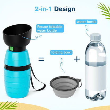 Pecute Portable Dog Water Bottle (29oz + 7.7oz), Dog Water Bottle Leakproof with Double Seal, Dog Travel Water Bottle, Lightweight Dog Water Bottle Dispenser for Outdoor Walks Trips Hikes Travels