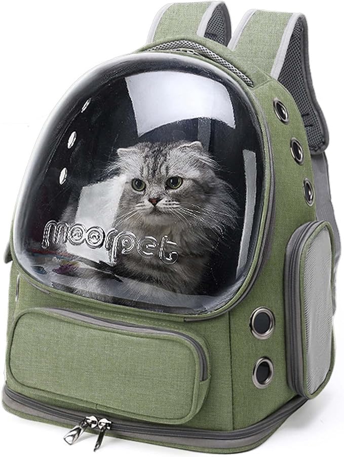 Cat Carrier Backpack Dog Backpack Carrier for Small Dogs Pet Bubble Backpack Bag with Air Holes Airline Approved Travel Carrier Green