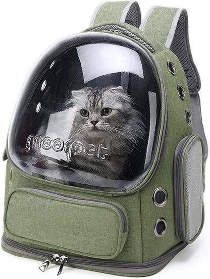 Cat Carrier Backpack Dog Backpack Carrier for Small Dogs Pet Bubble Backpack Bag with Air Holes Airline Approved Travel Carrier Green