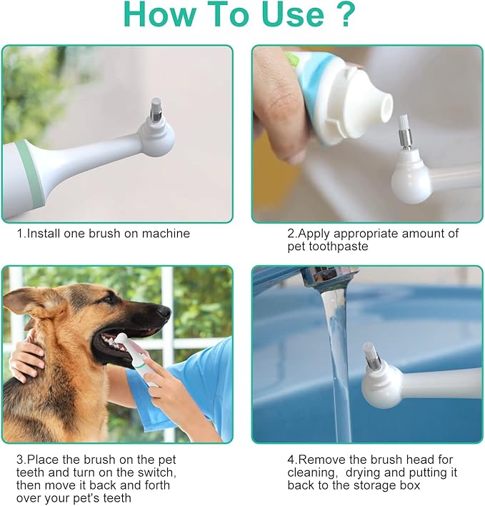 Life Basis Electric Pet Toothbrush Head, Pet Teeth Cleaning Replacement Heads for Dog Cats