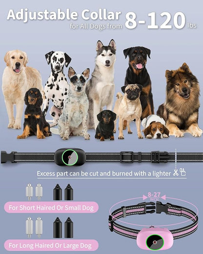 Dog Shock Collar for 2 Dogs, Dog Training Collar with Remote for Large Medium Small Dogs, Rechargeable E-Collar Waterproof Collars with 3 Training Modes, Range up to 3300Ft-Pink
