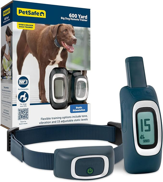 PetSafe 600 Yard Remote Training Collar Choose from Tone, Vibration, or 15 Levels of Static Stimulation Medium Range Option for Training Off Leash Dogs Waterproof and Durable Rechargeable
