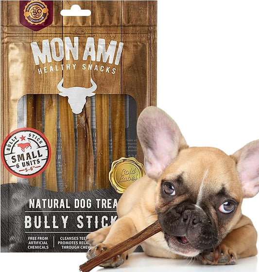 Mon Ami Small Bully Sticks for Large and Small Dogs (5-6 inches, Pack of 24) - Grass Fed Dog Treats - Bully Sticks Natural Dog Treat