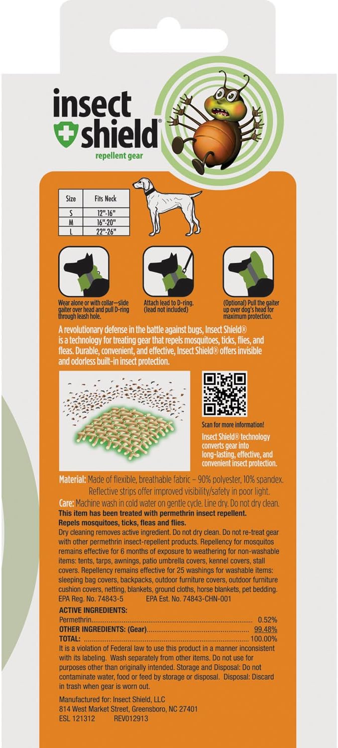 Reflective Pet Gaiter with Insect Protection for Protecting Dogs from Fleas, Ticks, & Mosquitoes, Green, Small