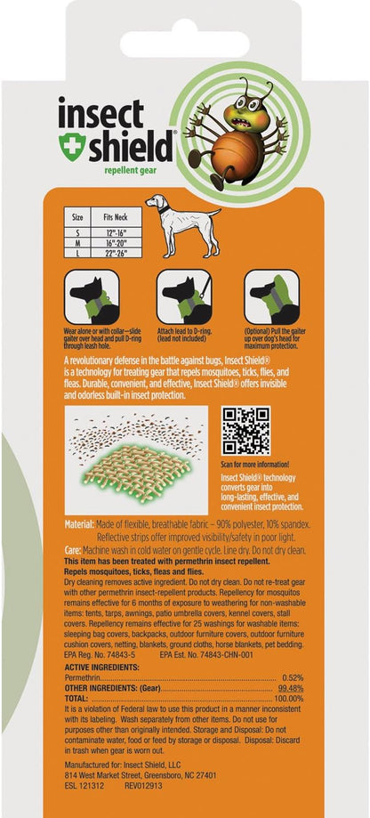 Reflective Pet Gaiter with Insect Protection for Protecting Dogs from Fleas, Ticks, & Mosquitoes, Green, Small