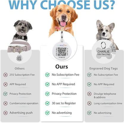 Dog Collar with QR Code ID Tag, Heavy Duty Dog Collars Cotton Hemp Durable Comfortable Padded, Personalized Lost and Found Name Tags, Fits for Small Medium Large Dogs (Pink,M)