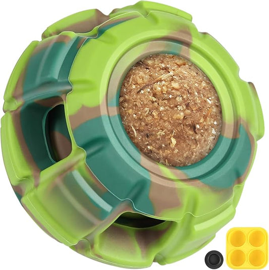 Interactive Dog Toys for Boredom, DIY Frozen Treats Filling Dog Lick Ball, Food Dispensing Rubber Dog Toys for Small Dogs to Keep Busy- Reusable//Green