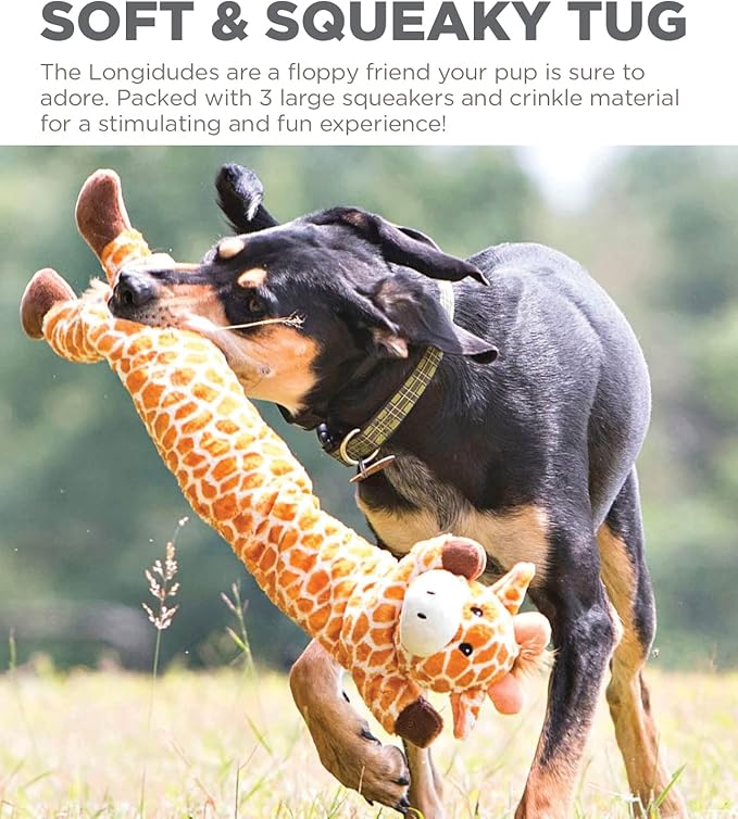 Outward Hound Longidues Giraffe Plush & Squeaky Dog Tug Toy