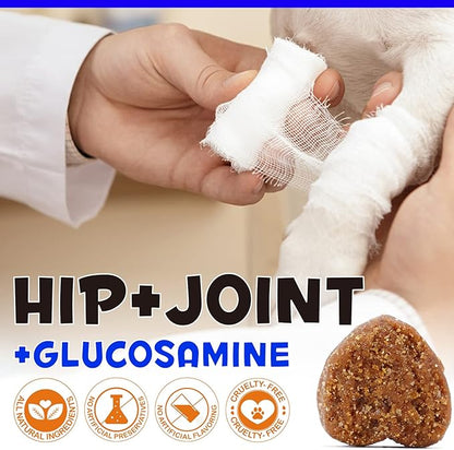 Hemp Hip and Joint Supplement for Dogs, 150 Dog Joint Pain Relief Treats, Glucosamine for Dogs, Hip & Joint Supplement w/MSM + Chondroitin + Omega 3, Mobility & Flexibility Support