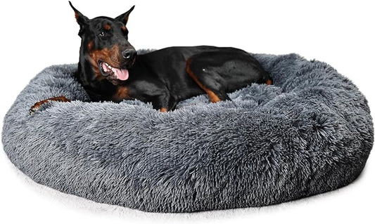 Dog Beds for Extra Large Dogs Calming Dog Bed Washable Fluffy Anti-Anxiety Round Pet Bed 45 Inches Detachable Dog Bed,Fits up to Large Dog
