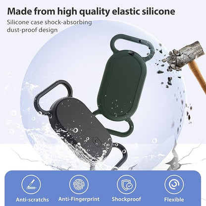 2 Pack Dog Collar Holder for SmartTag2, Waterproof Silicone Case for Pet Cat, Anti-Lost Scratch Resistant Protective Cover Accessory for Smart tag2 (Black,Grey)