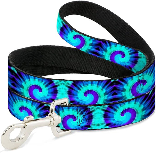 Dog Leash Tie Dye Swirl Purples Blues 4 Feet Long 0.5 Inch Wide
