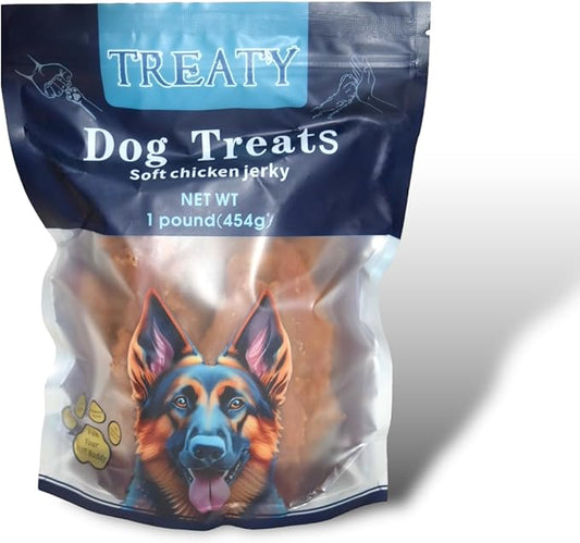 Dog Treats Soft Pack Chicken Jerky for Dogs, Made with Real Chicken Breast 16 Ounces Treaty Healthy Easily Digestible Long Lasting High Protein Satisfies Dogs to Chew
