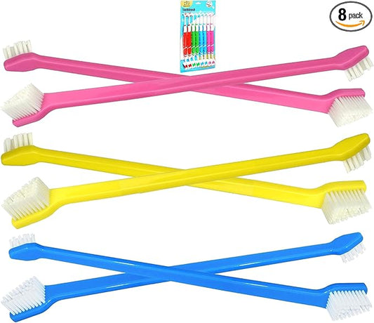 8 pcs Dog Toothbrush pet Toothbrush Small to Large Dogs,Cats with Soft Bristles Non Slip Dual Head Dog Toothbrush
