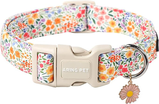 ARING PET Summer Dog Collar-Cute Dog Collar for Small Dogs, Adjustable Cotton Floral Pet Collars Puppy Collar for Small Medium Large Dogs
