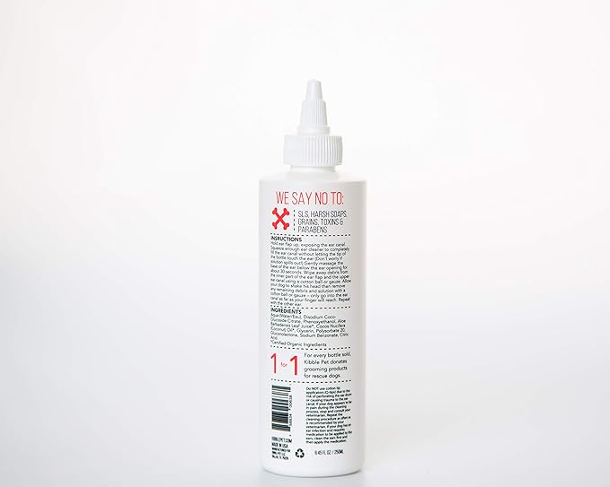 Kibble Pet Ear Cleaner for Dogs & Cats, 8.45 Oz, Cleansing & Deodorizing, Effective & Gentle Solution, Prevents Infections, Washes Away Debris & Odors