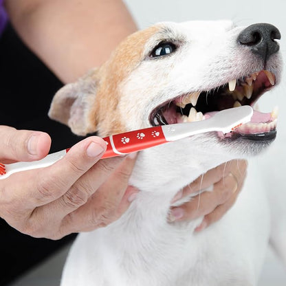 Dog Toothbrush, Double Headed Pet Toothbrush with Soft Bristles, Easy Teeth Cleaning, Dog Dental Care for Puppies, Cats and Small Pets