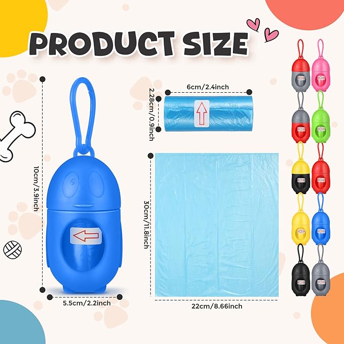 Zhehao 50 Pcs Dog Poop Trash Bag Holder Dispenser Dog Poop Waste Bag Holder Plastic Dog Waste Bag for Leash with Hook and Leak Proof PET Waste Bags for Walking Hiking Camping (Penguin)