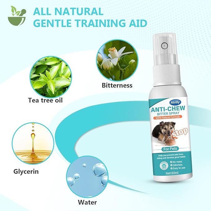 Bitter Spray for Dogs to Stop Chewing, No Chew Spray for Dogs, Pet Corrector Spray for Dogs Behavior Training, No Chew Licking of Fur, Bandages, Shoes, Wounds & Furniture, Indoor & Outdoor