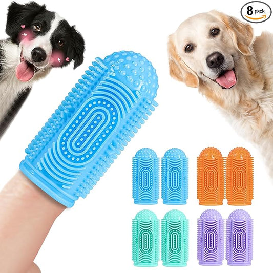 Dog Toothbrush Finger Toothbrush Dog Tooth Brushing Kit 8Pack Dog Finger Toothbrush for Dog Teeth Cleaning&Dog Dental Care Dog Tooth Brush Dog Toothbrush Kit Pet Toothbrush