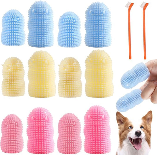 Dog Toothbrush Dog Tooth Brushing Kit ，12Pack Dog Finger Toothbrush for Dog Teeth Cleaning&Dog Dental Care, Dog Tooth Brush Pet Toothbrush